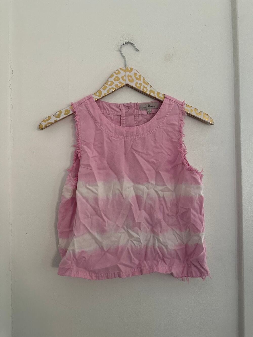THREAD AND SUPPLY Women's Pink Cropped Distressed Top | Size Small